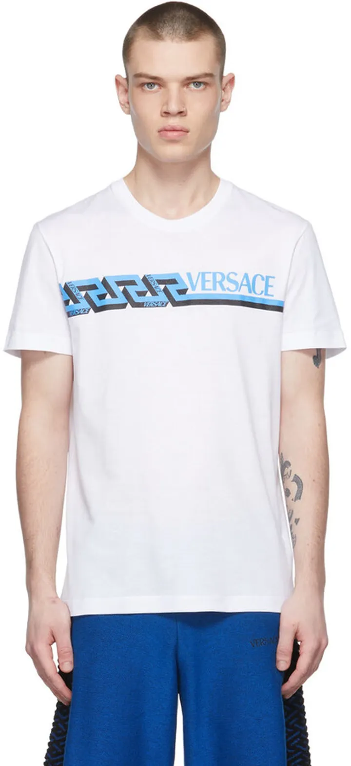 Versace White Geometric La Greca T-Shirt