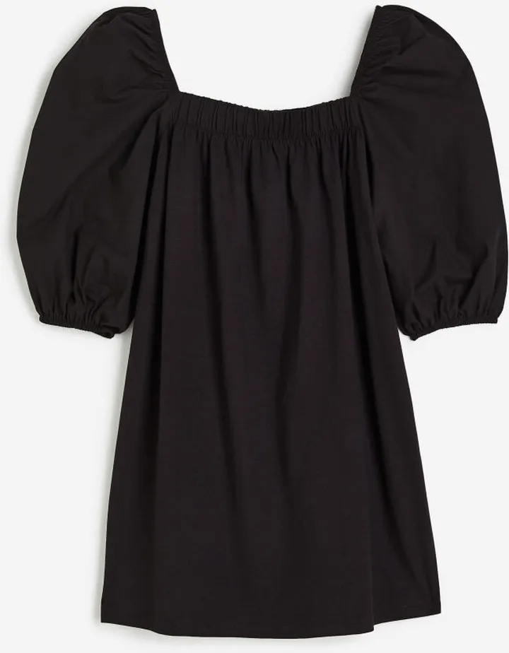 Puff-sleeved Cotton Dress