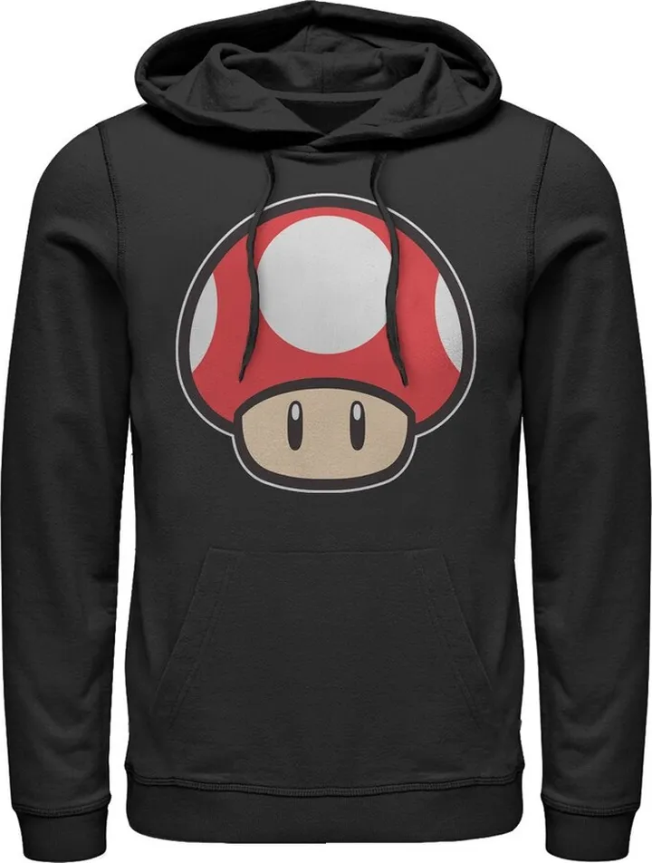 Men's Nintendo Mario Mushroom Pull Over Hoodie - Black - Medium