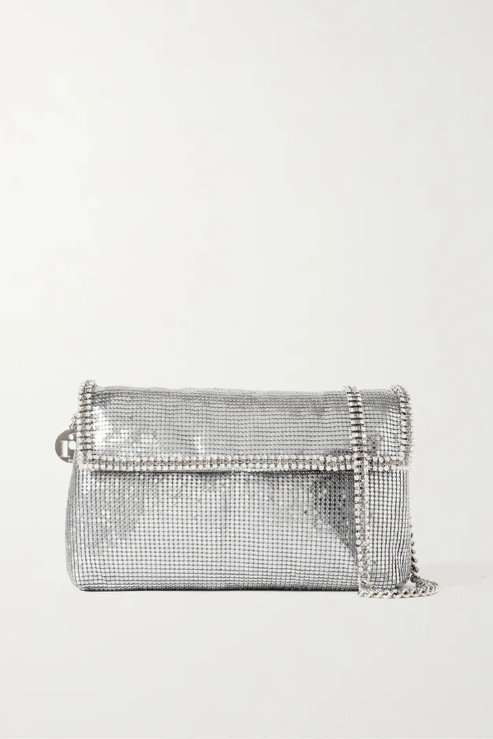 Rosantica - Stelle Crystal-embellished Chainmail Shoulder Bag - Silver