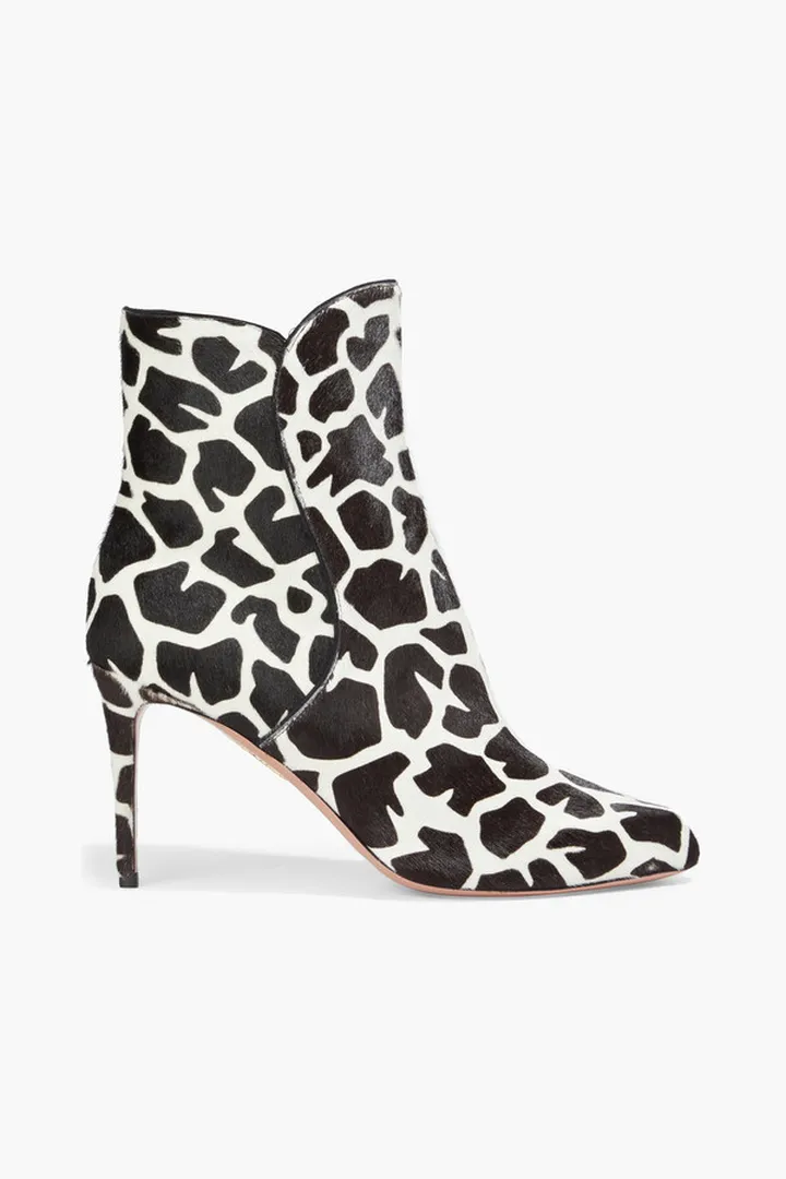 Roya 85 printed calf hair ankle boots