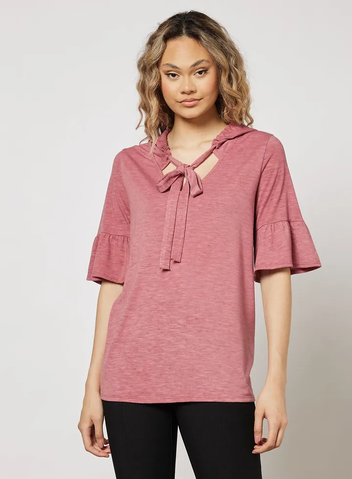 Knit Short Sleeve Blouse Mauve