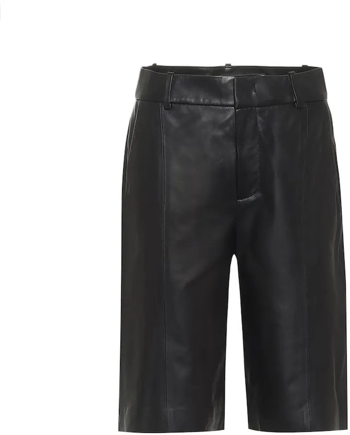 High-rise leather Bermuda shorts