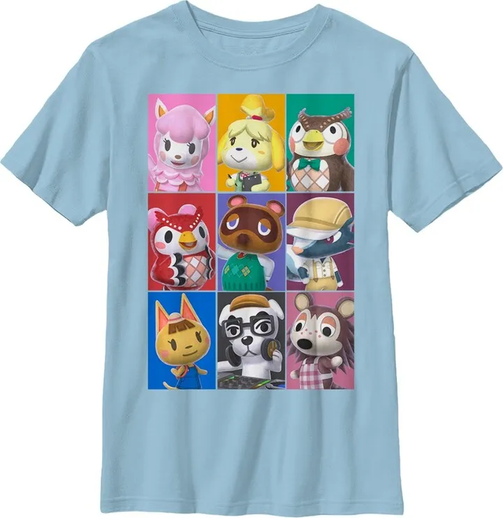 Boy's Nintendo Animal Crossing Characters T-Shirt - Light Blue - Medium