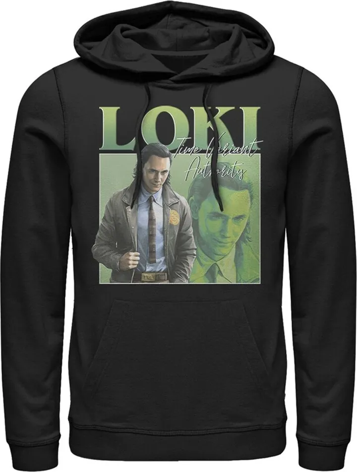 Men's Marvel Loki '90s Portrait Pull Over Hoodie - Black - Medium