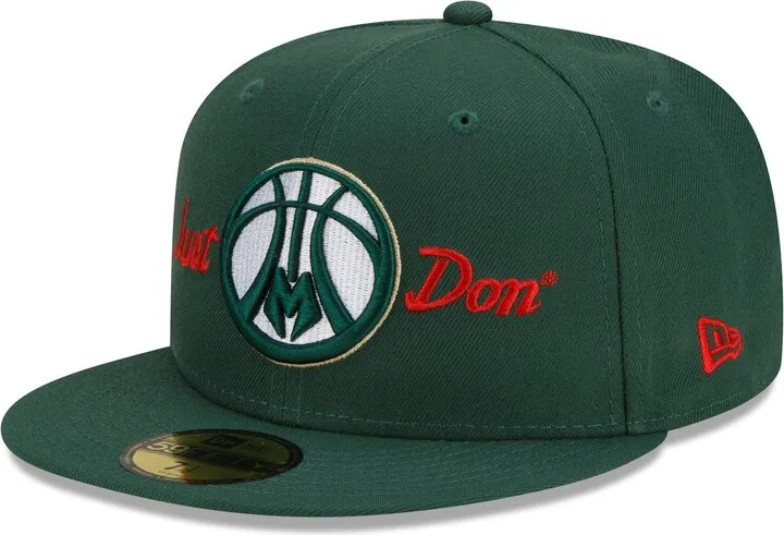 Men's New Era x Just Don Hunter Green Milwaukee Bucks 59FIFTY Fitted Hat