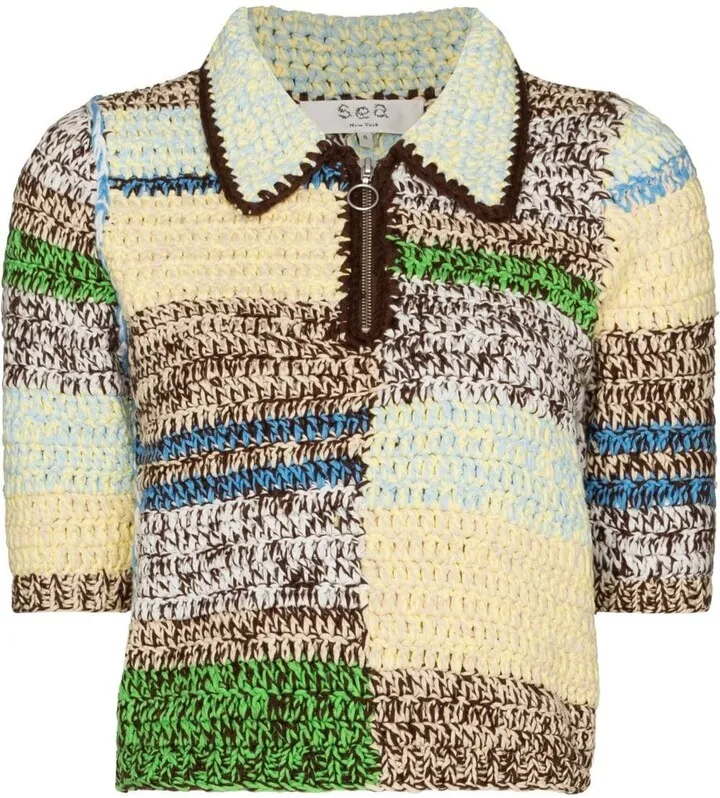 Paige marled-knit polo shirt