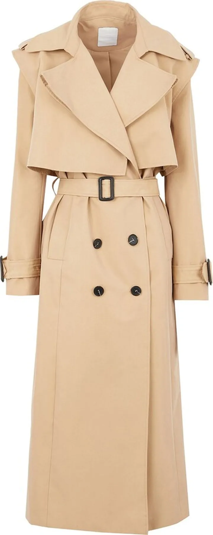 Cotton-blend Oversized Trench Overcoat Beige