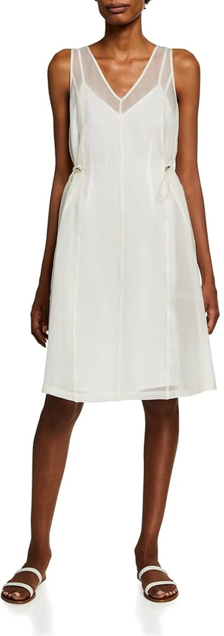 Sleeveless Techno Crinkle Chiffon Dress