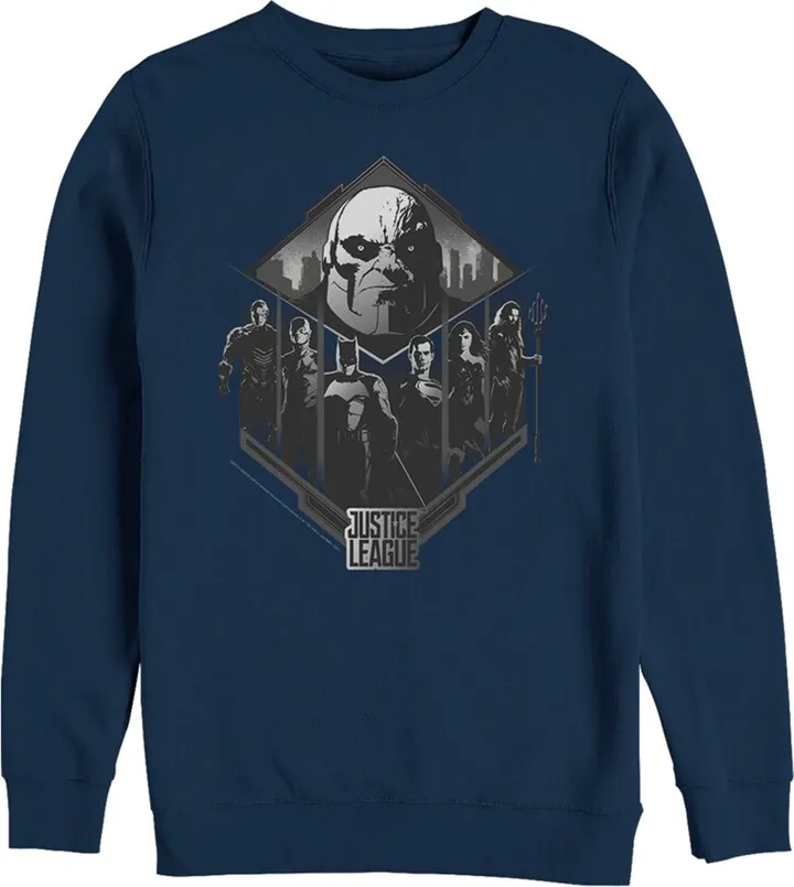 Men's Zack Snyder Justice League Darkseid Group Shot Sweatshirt - Navy Blue - 3X Large