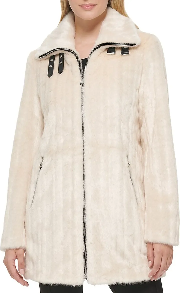 Buckle Faux Fur Coat