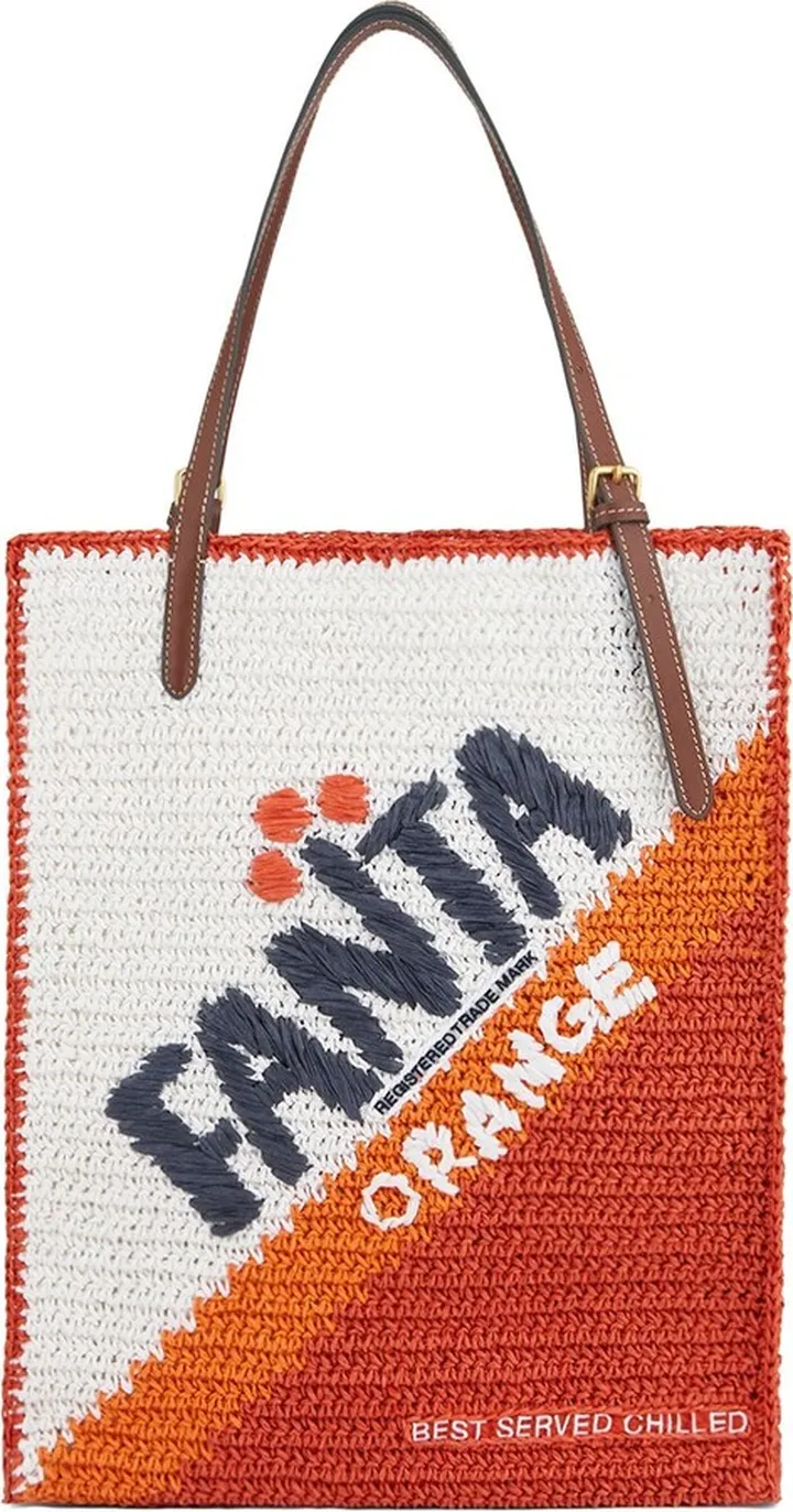 Anya Brands Fanta raffia tote bag