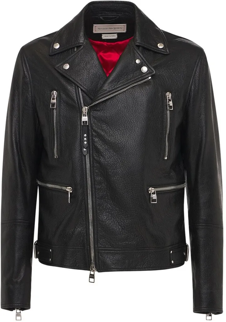 Classic leather biker jacket