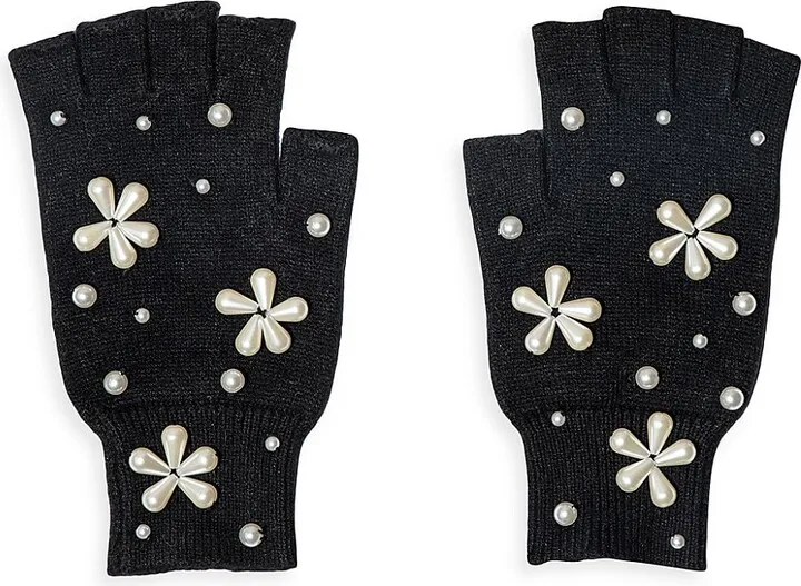 Pearl Snowflake Fingerless Knit Gloves
