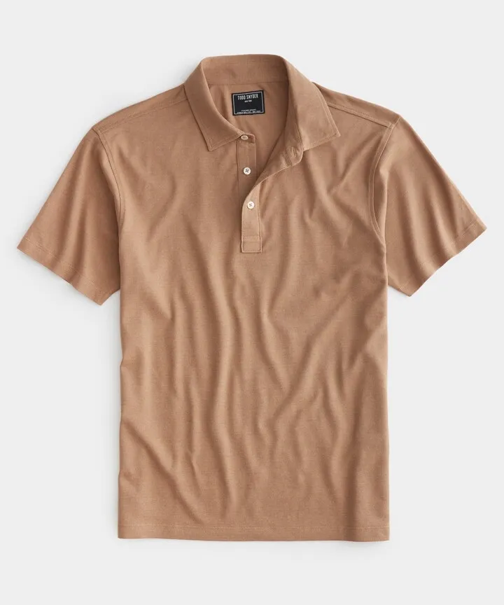 Fine Pique Polo in Pine Cone