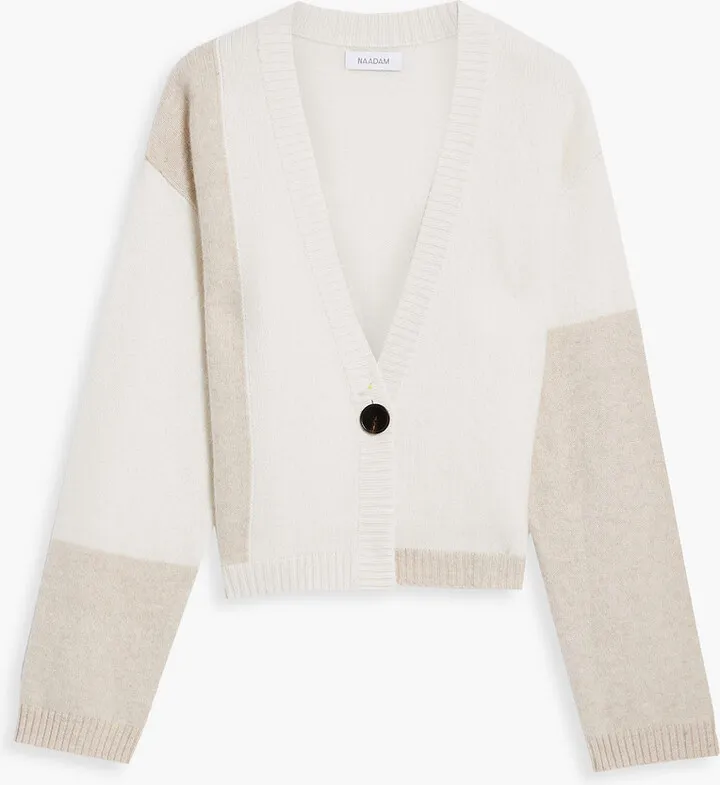 Two-tone cashmere cardigan