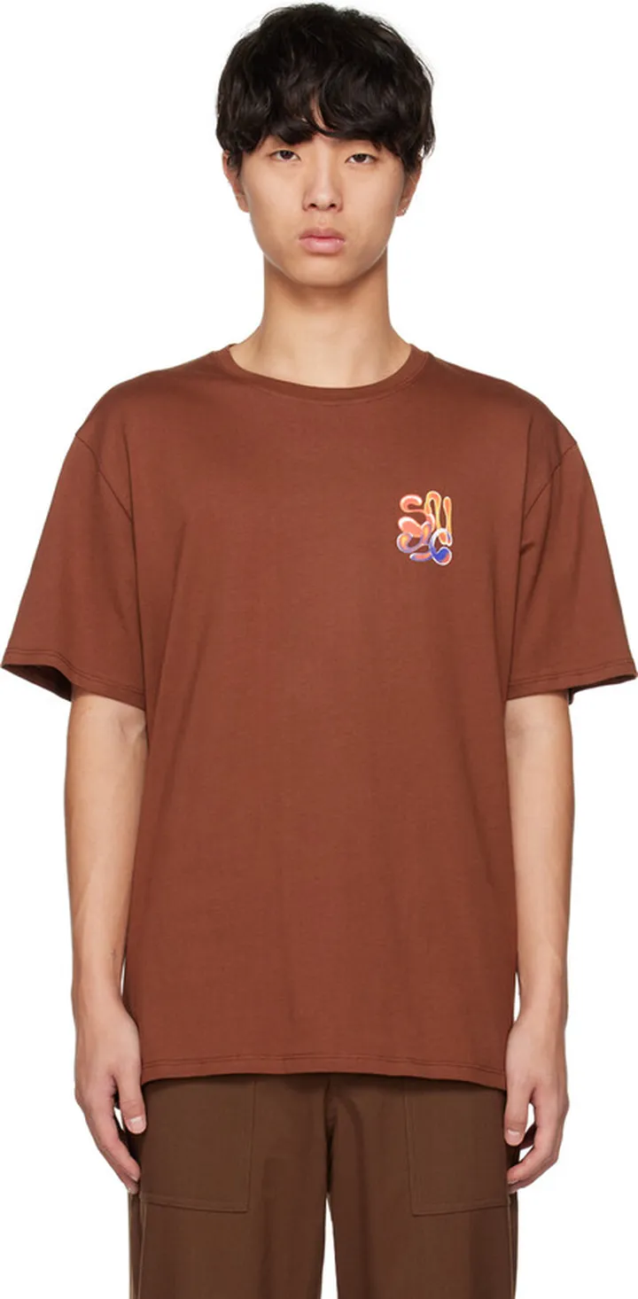 Saturdays NYC Brown Airbrush Flower T-Shirt