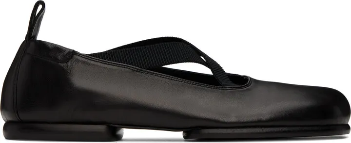 Dries Van Noten Black Leather Slippers
