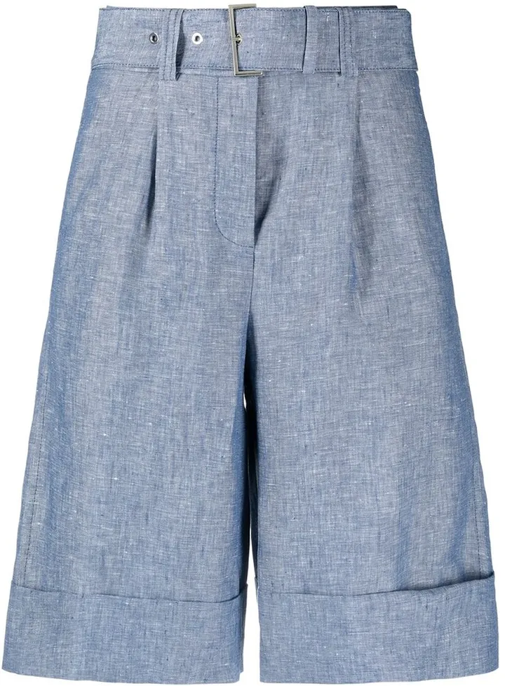 Belted Knee-Length Shorts