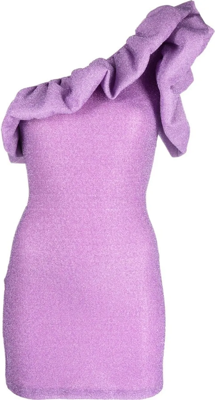 Metallic Ruffled One-Shoulder Dress