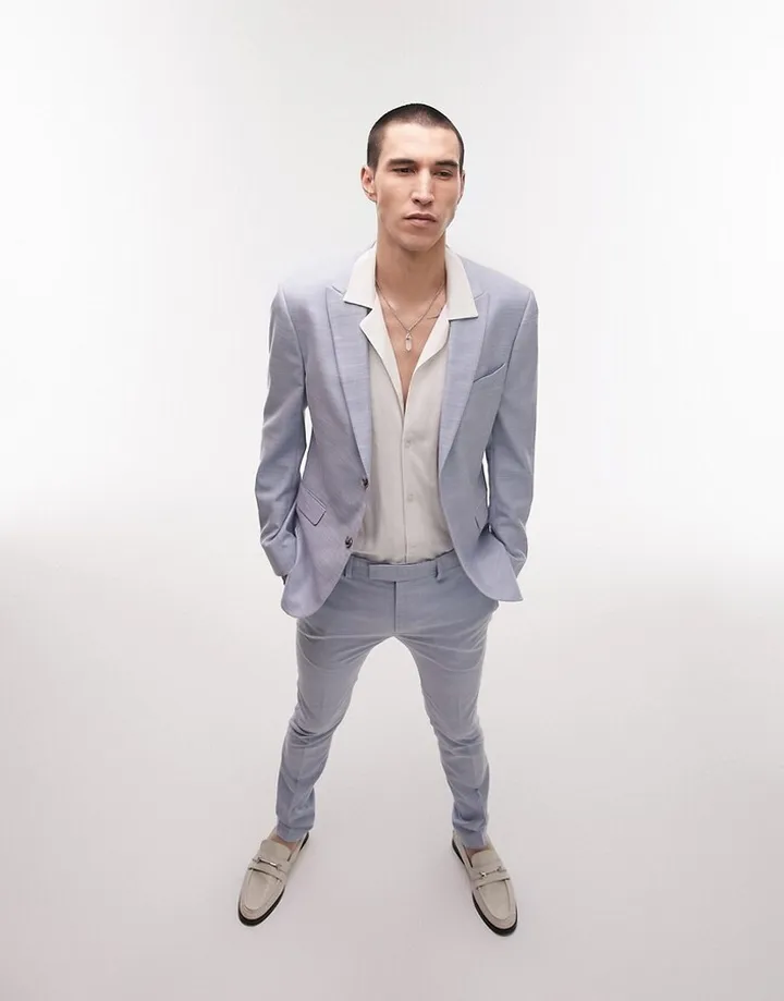 Topman super skinny suit pants in blue
