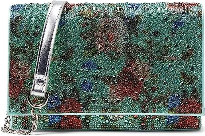 Blue by Betsey Johnson Floral Rhinestone Flap Bag (Mint Floral) Handbags