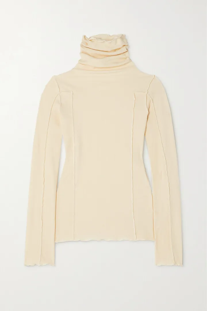Baserange - Omato Ribbed Stretch-cotton Turtleneck Top - White