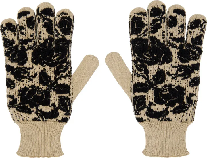 Ernest W. Baker Tan & Black Rose Gloves
