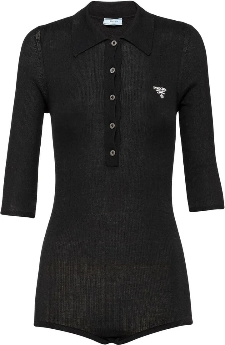 Logo-Embroidered Polo Bodysuit