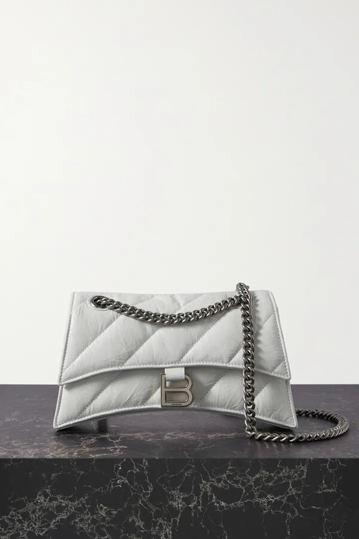 Balenciaga - Crush Small Quilted Crinkled-leather Shoulder Bag - White