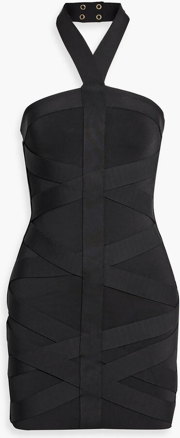 Stretch-knit halterneck mini dress