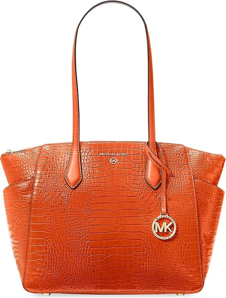 Medium Marilyn Croc-Embossed Leather Tote Bag