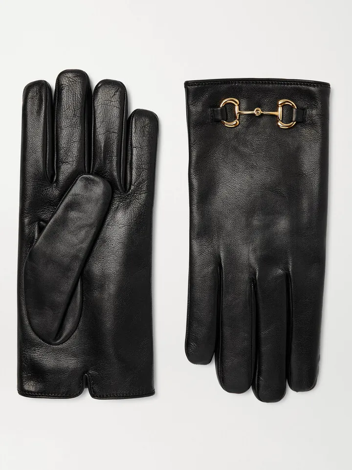 Horsebit Cashmere-Lined Leather Gloves