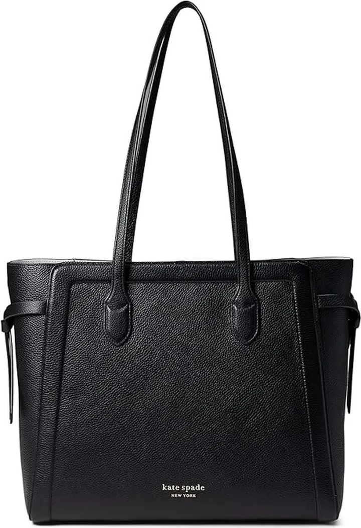 Kate Spade New York Knott Pebbled Leather Large Tote (Black) Tote Handbags