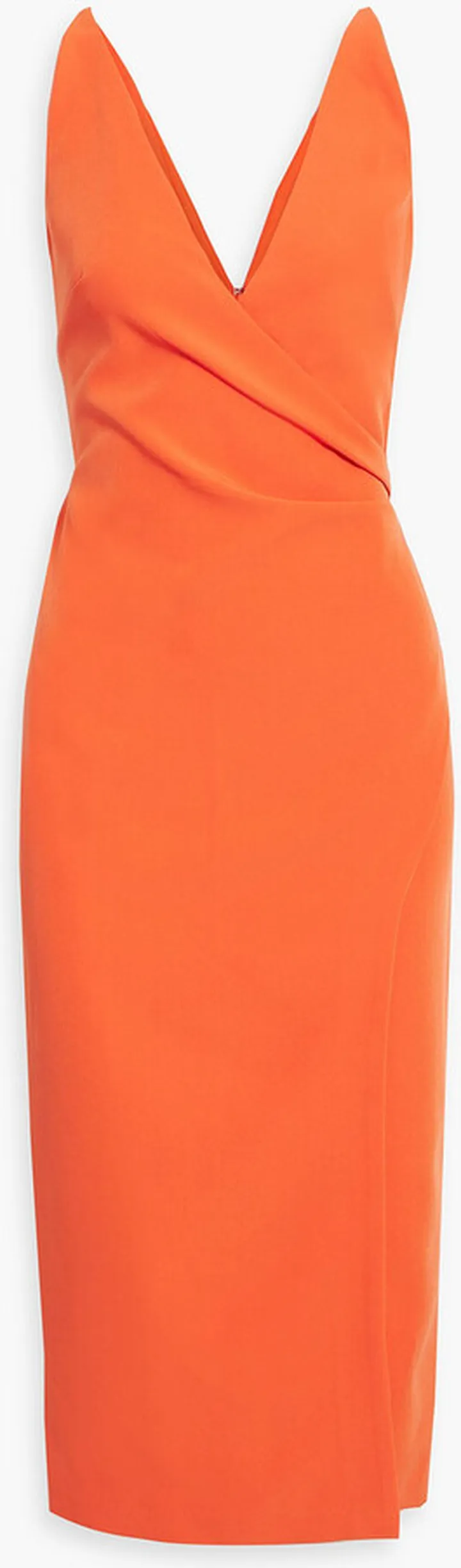 Wrap-effect stretch-crepe midi dress