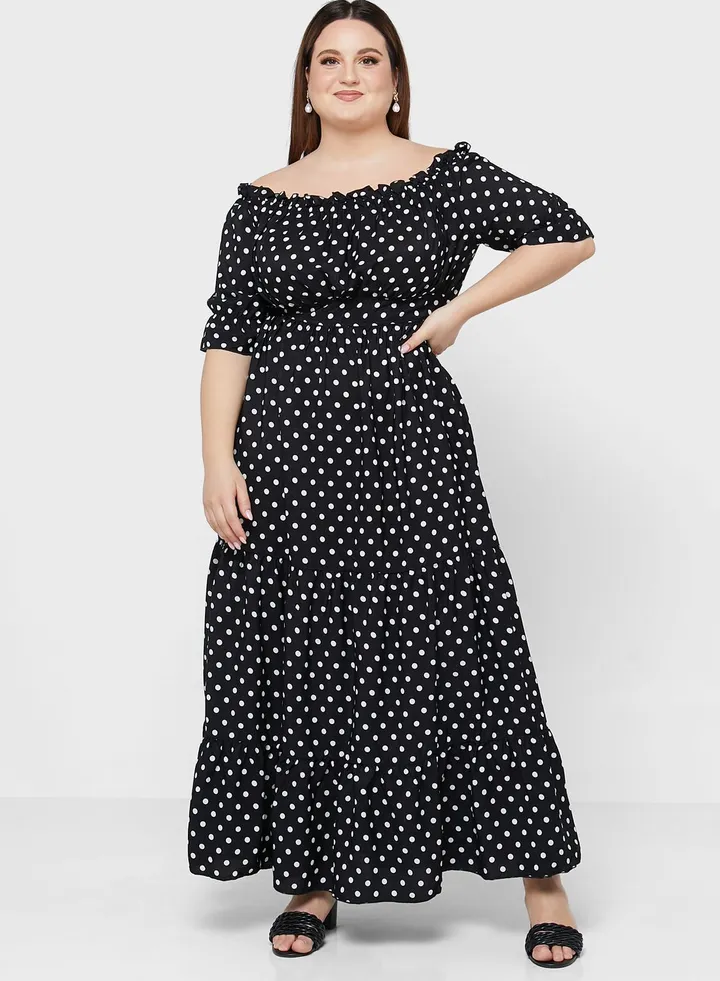 Bardot Polka Dress