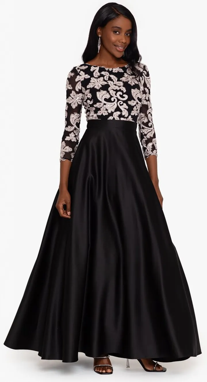 Long Sleeve Embroidered Top Ballgown