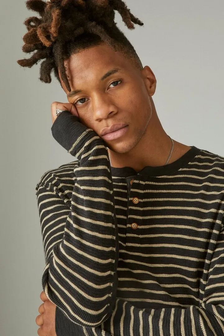 Garment Dye Thermal Stripe Henley