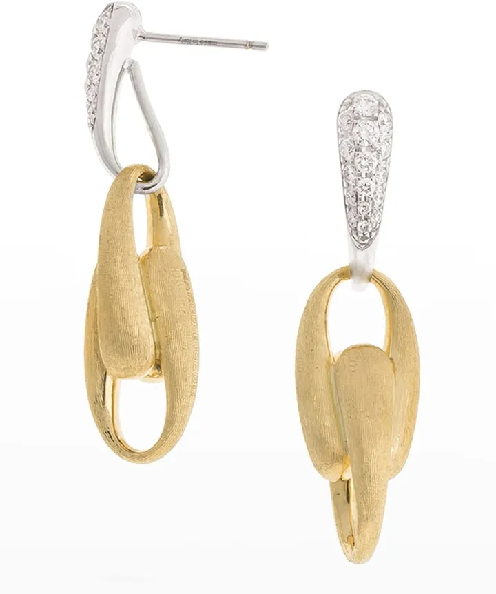 Lucia 18k Gold White Diamond Link-Drop Earrings