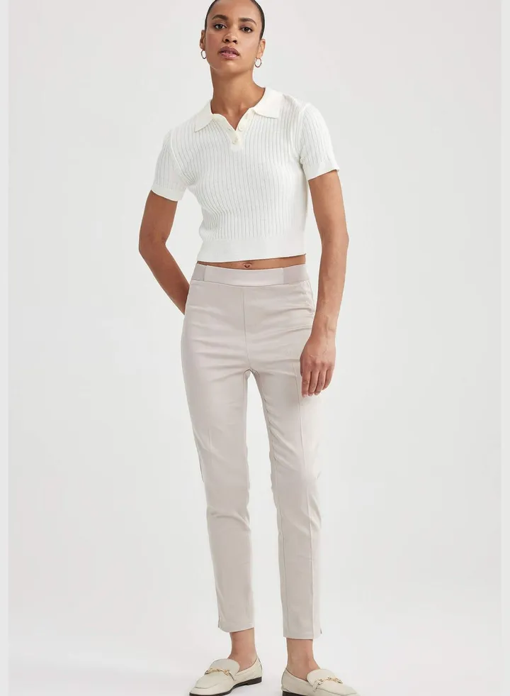 Woman Straight Leg Satin Trousers