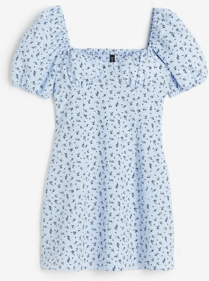 Puff-sleeved Crêped Dress