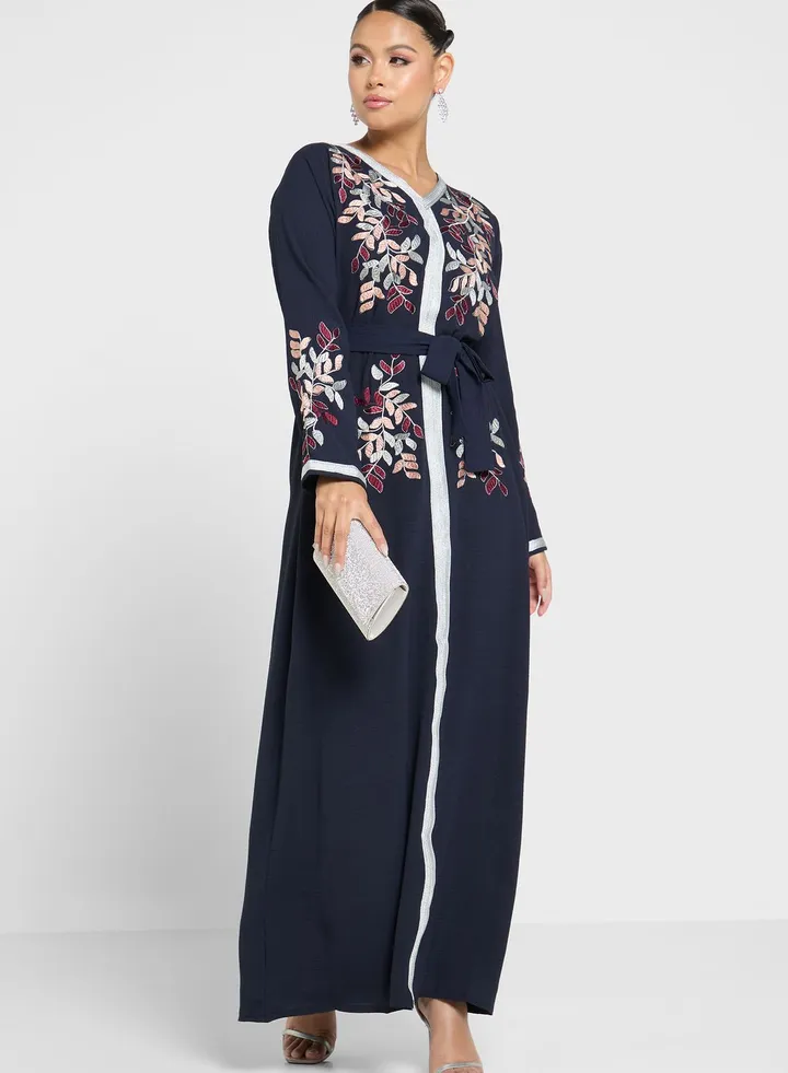 V-Neck Embroidered Jalabiya