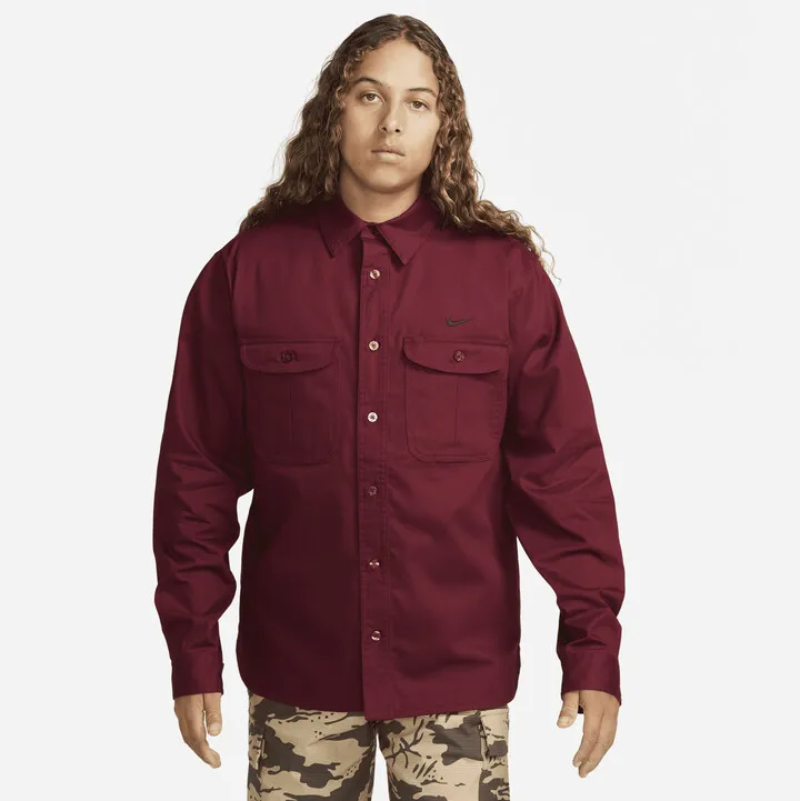 Unisex Nike SB Woven Skate Long-Sleeve Button Up in Red