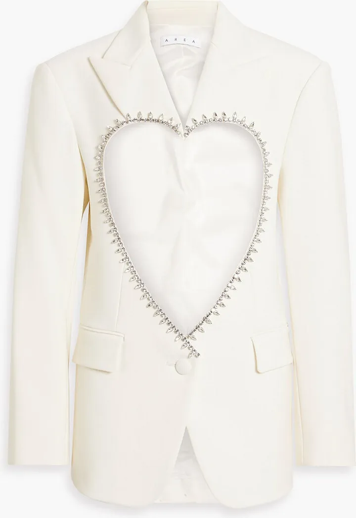 Cutout crystal-embellished wool-blend blazer