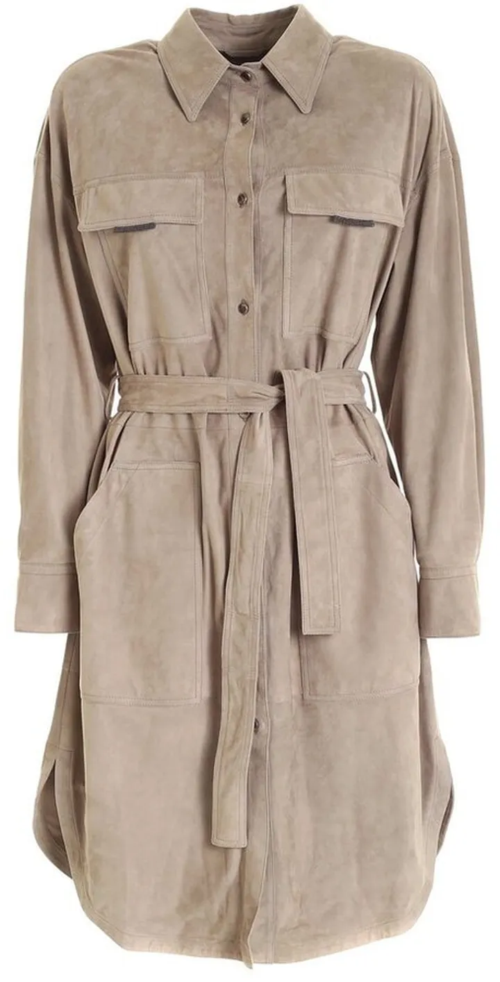Brunello Cucinelli Belted Leather Coat