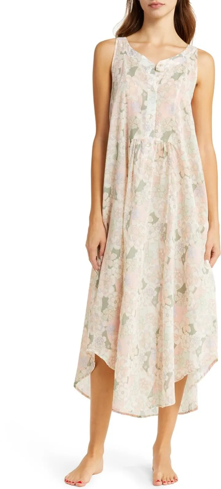 Phoebe Floral Print Cotton Voile Nightgown