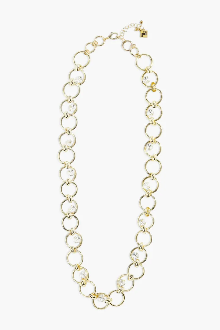 Gold-tone crystal necklace