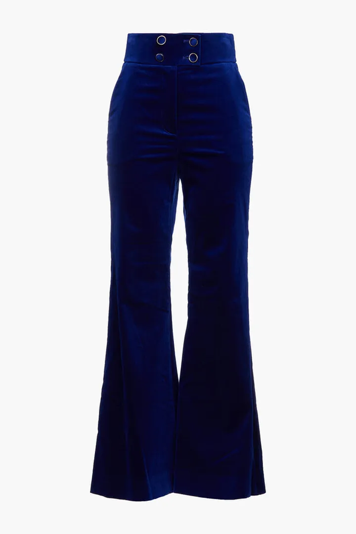 Cotton-blend velvet flared pants