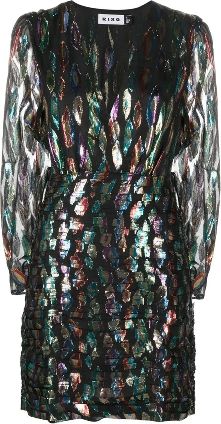 V-neck metallic mini dress