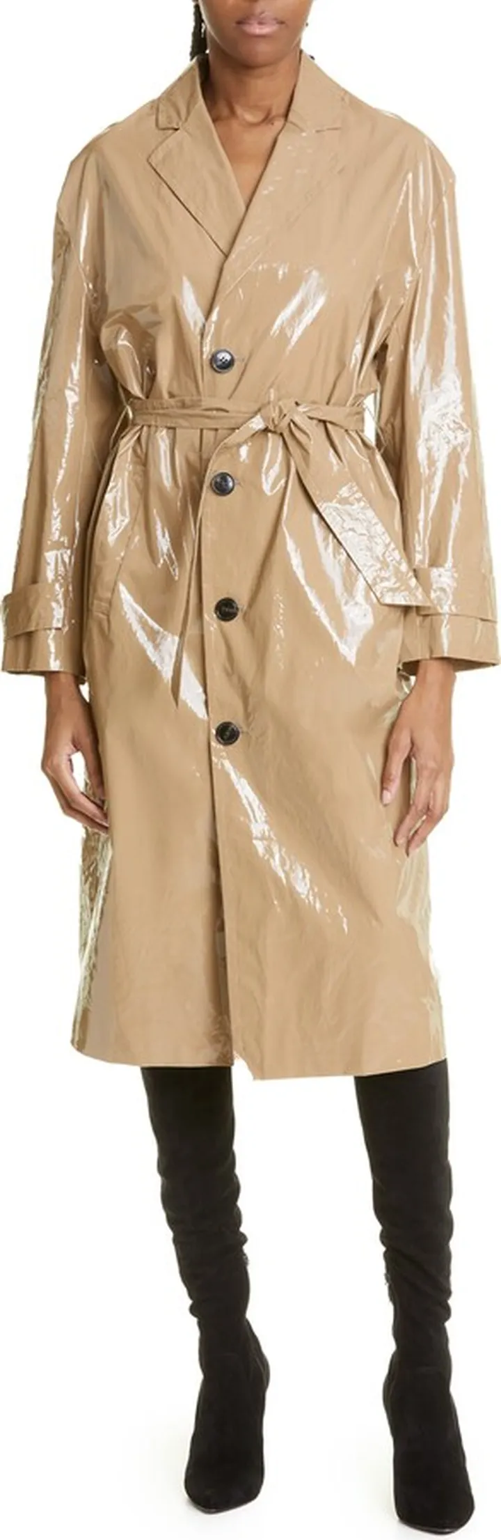 Cal Faux Leather Trench Coat